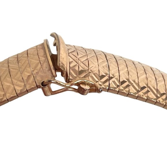 Bronze Italy Dyadema Fashion Bangle Bracelet Rose Gold Color 7.75” x.25” Bends - Picture 7 of 13